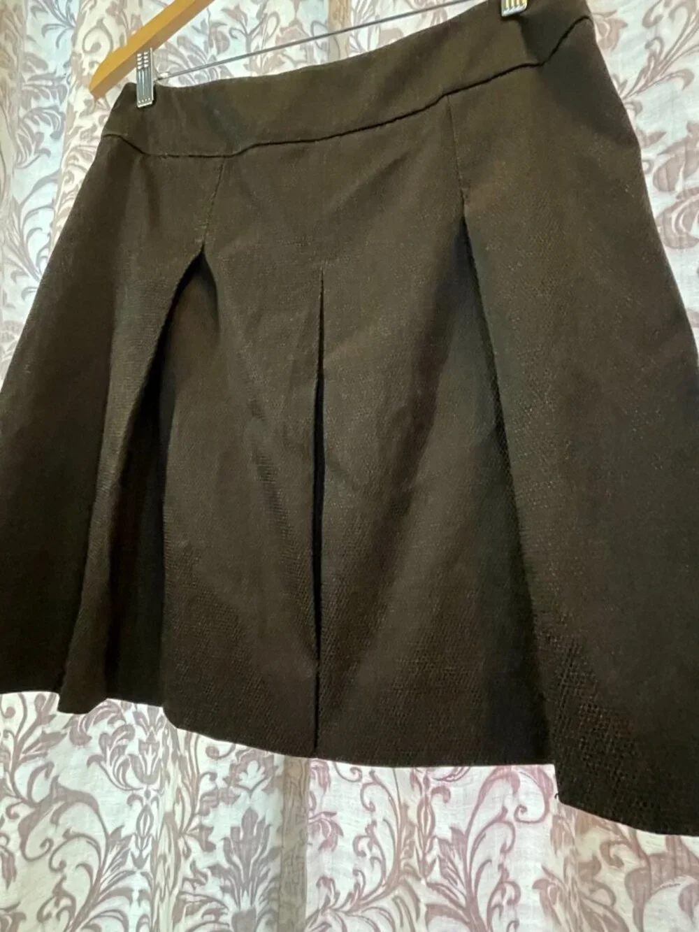 Women's Etcetera Size 8 Brown Side Zip Pleated Fully Lined Mini Skirt
